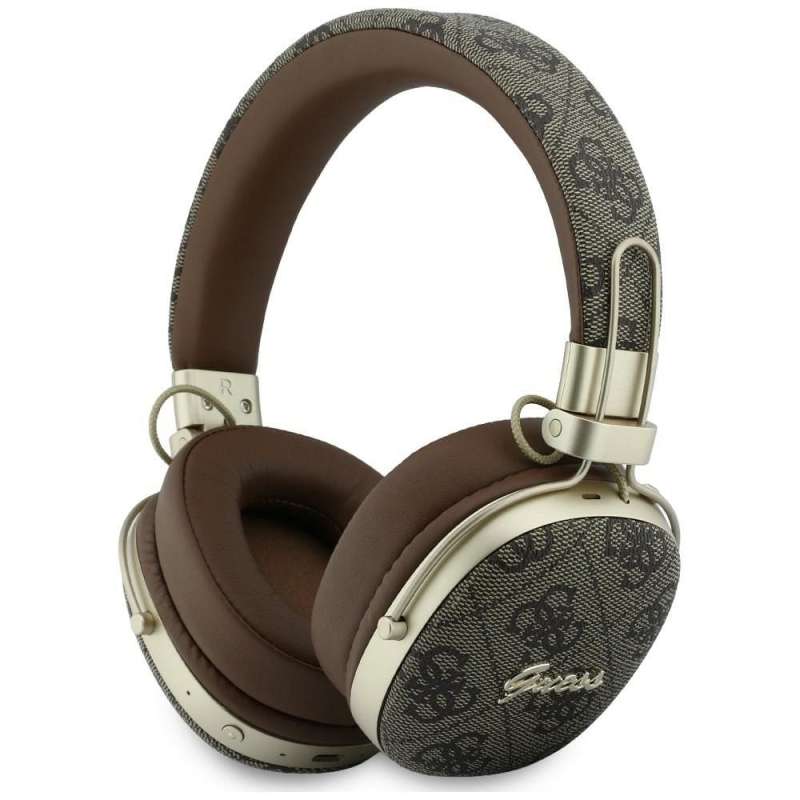SPOTT-GR GUESS Metal 4G Script Logo Headphones - Ασύρματα Over-Ear Aκουστικά Bluetooth με ENC (Ακύρωση Θορύβου) σε Καφέ Χρώμα
