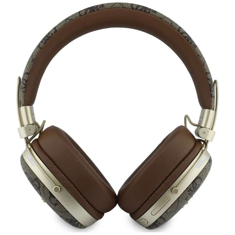 SPOTT-GR GUESS Metal 4G Script Logo Headphones - Ασύρματα Over-Ear Aκουστικά Bluetooth με ENC (Ακύρωση Θορύβου) σε Καφέ Χρώμα