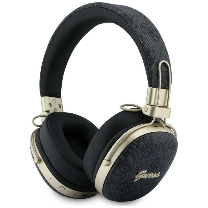 SPOTT-GR GUESS Metal 4G Script Logo Headphones - Ασύρματα Over-Ear Aκουστικά Bluetooth με ENC (Ακύρωση Θορύβου) σε Μαύρο Χρώμα