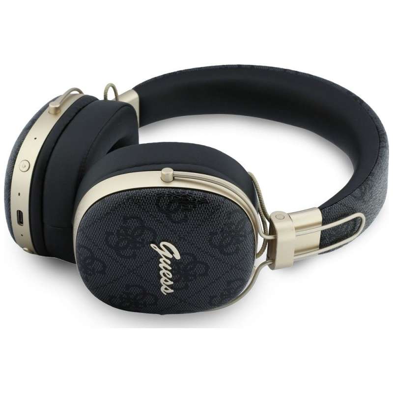 SPOTT-GR GUESS Metal 4G Script Logo Headphones - Ασύρματα Over-Ear Aκουστικά Bluetooth με ENC (Ακύρωση Θορύβου) σε Μαύρο Χρώμα