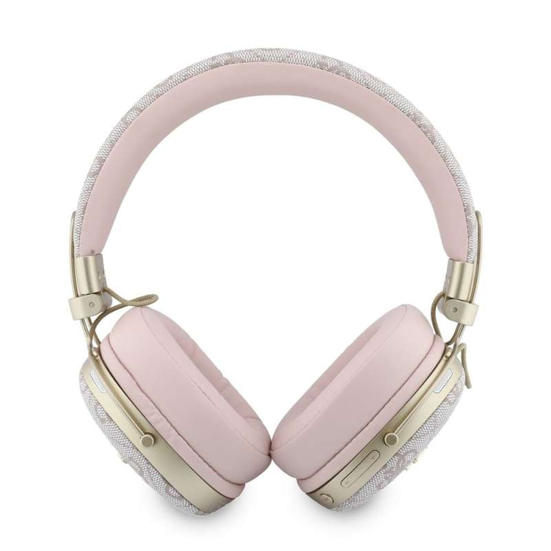 SPOTT-GR GUESS Metal 4G Script Logo Headphones - Ασύρματα Over-Ear Aκουστικά Bluetooth με ENC (Ακύρωση Θορύβου) σε Ροζ Χρώμα