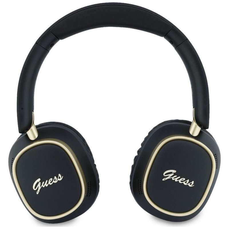 SPOTT-GR GUESS Rectangle Metal Script Headphones- Ασύρματα Over-Ear Aκουστικά Bluetooth με ENC (Ακύρωση Θορύβου) σε Μαύρο Χρώμα