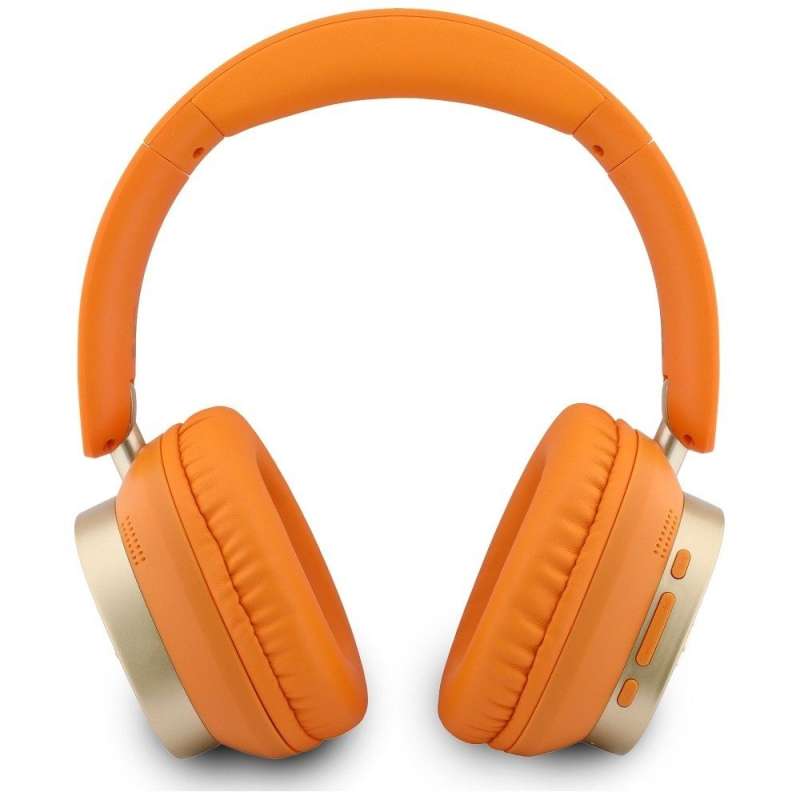 SPOTT-GR GUESS Rectangle Metal Script Headphones- Ασύρματα Over-Ear Aκουστικά Bluetooth με ENC (Ακύρωση Θορύβου) σε Πορτοκαλί Χρώμα
