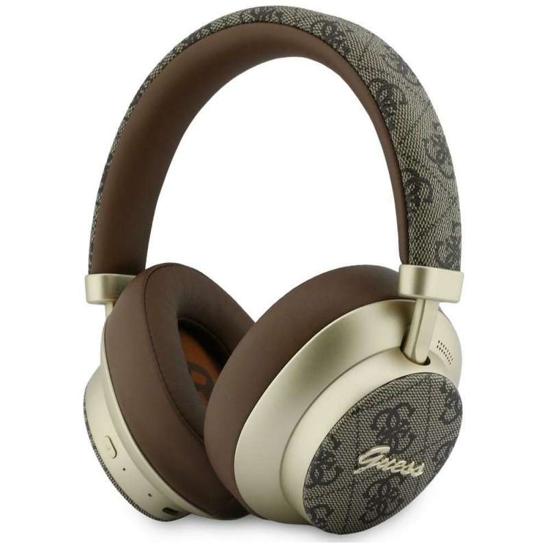 SPOTT-GR GUESS 4G Gold Script Metal Headphones - Ασύρματα Over-Ear Aκουστικά Bluetooth με ENC (Ακύρωση Θορύβου) σε Καφέ Χρώμα