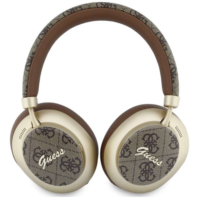 SPOTT-GR GUESS 4G Gold Script Metal Headphones - Ασύρματα Over-Ear Aκουστικά Bluetooth με ENC (Ακύρωση Θορύβου) σε Καφέ Χρώμα