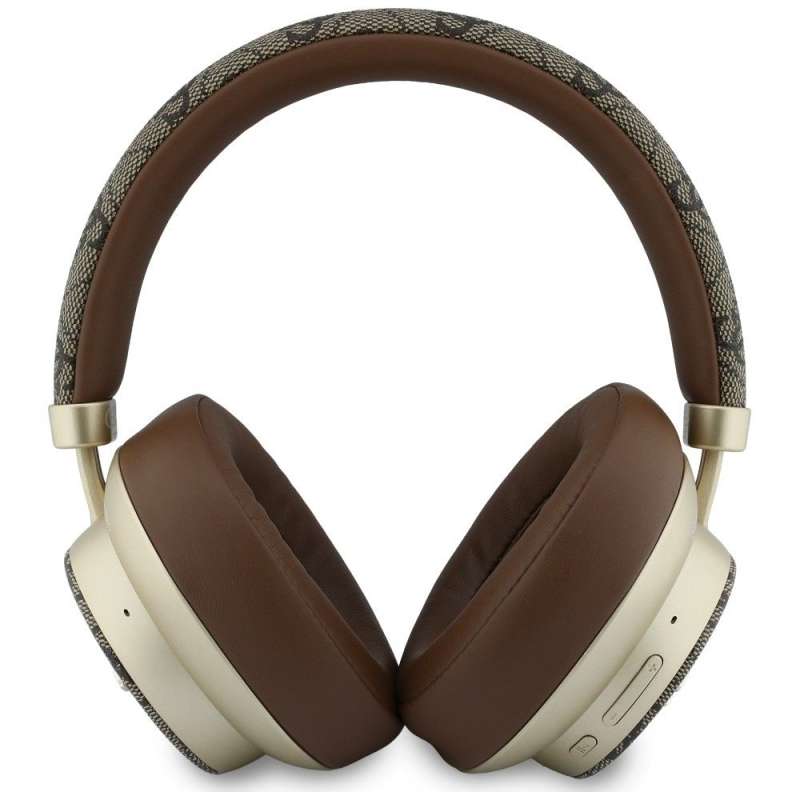 SPOTT-GR GUESS 4G Gold Script Metal Headphones - Ασύρματα Over-Ear Aκουστικά Bluetooth με ENC (Ακύρωση Θορύβου) σε Καφέ Χρώμα