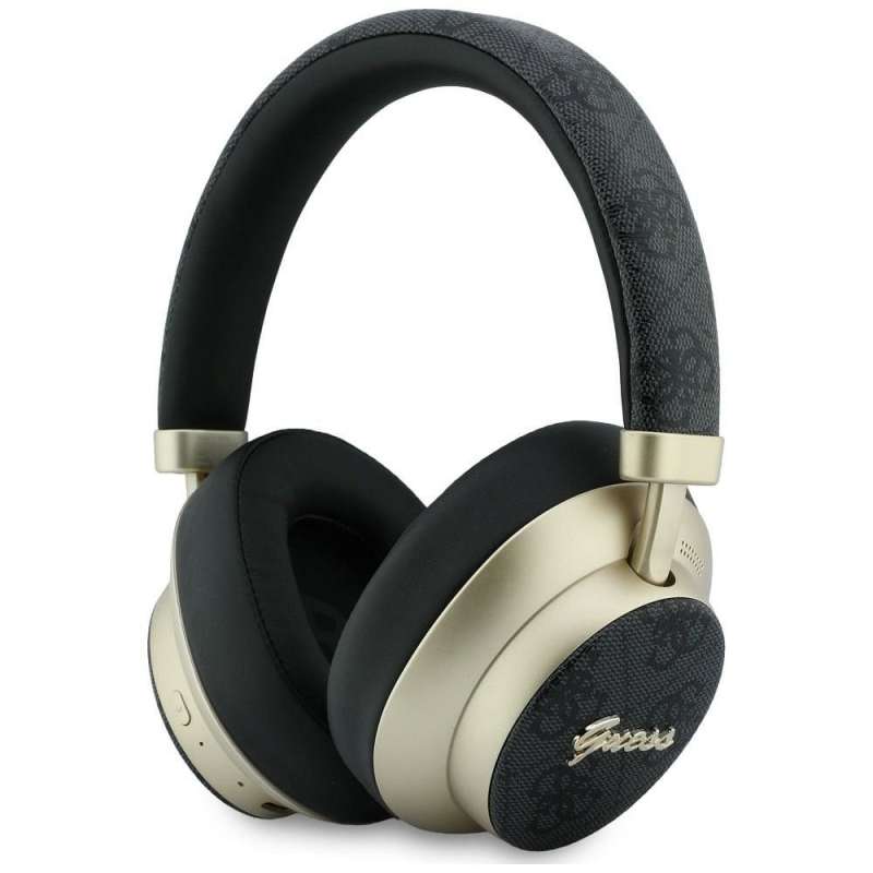SPOTT-GR GUESS 4G Gold Script Metal Headphones - Ασύρματα Over-Ear Aκουστικά Bluetooth με ENC (Ακύρωση Θορύβου) σε Μαύρο Χρώμα