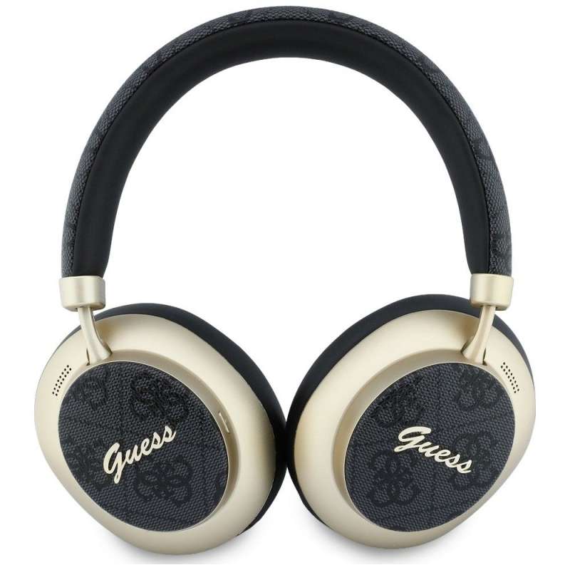 SPOTT-GR GUESS 4G Gold Script Metal Headphones - Ασύρματα Over-Ear Aκουστικά Bluetooth με ENC (Ακύρωση Θορύβου) σε Μαύρο Χρώμα