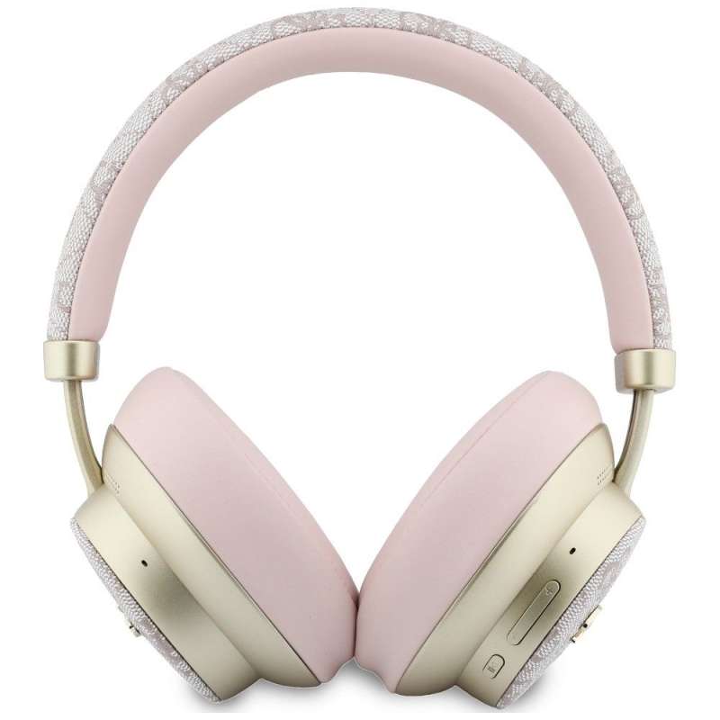 SPOTT-GR GUESS 4G Gold Script Metal Headphones - Ασύρματα Over-Ear Aκουστικά Bluetooth με ENC (Ακύρωση Θορύβου) σε Ροζ Χρώμα