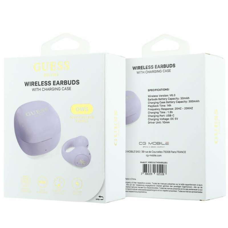 SPOTT-GR GUESS Mini Classic Earbuds - Ασύρματα In-Ear Ακουστικά Bluetooth σε Μωβ Χρώμα
