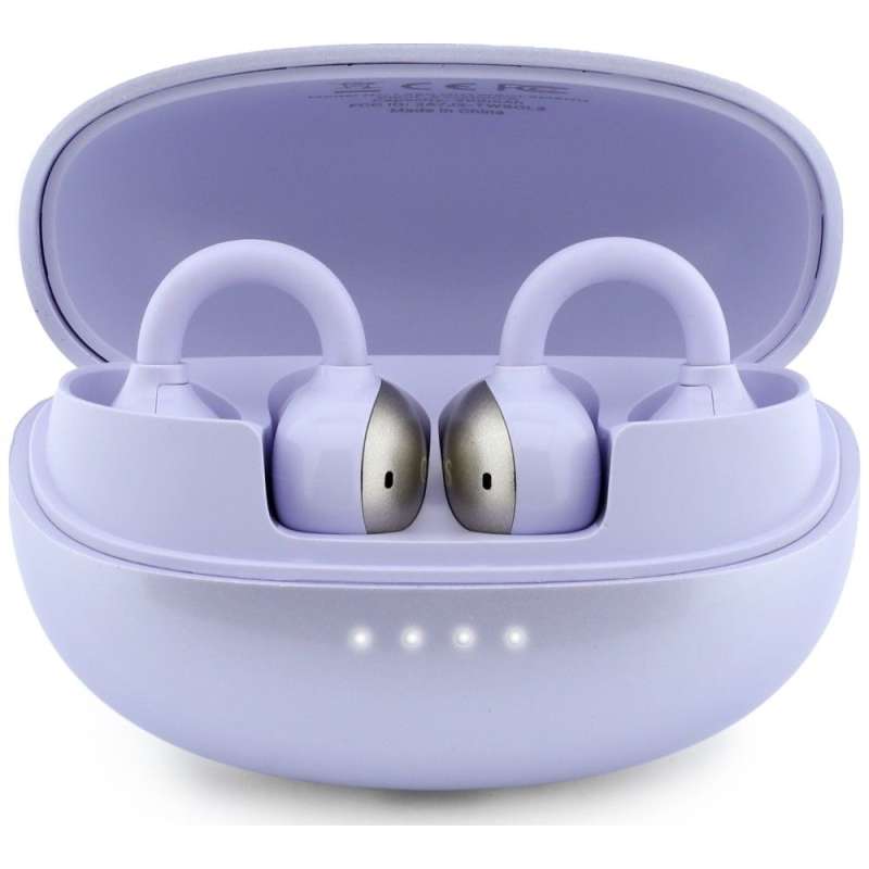 SPOTT-GR GUESS Metalic Finish Electropated Parts Classic Logo Earbuds - Ασύρματα In-Ear Ακουστικά Bluetooth σε Μωβ Χρώμα