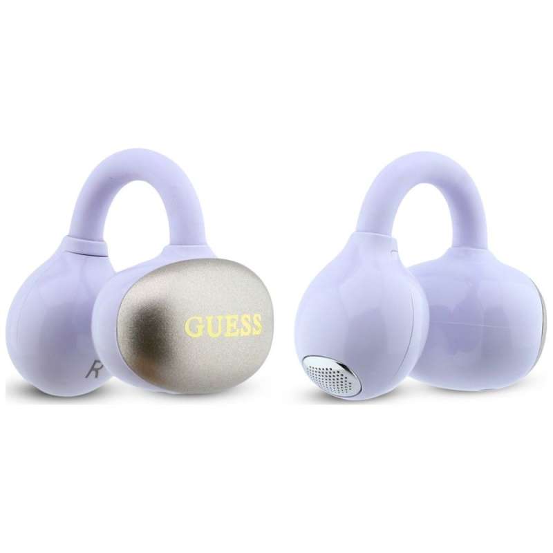 SPOTT-GR GUESS Metalic Finish Electropated Parts Classic Logo Earbuds - Ασύρματα In-Ear Ακουστικά Bluetooth σε Μωβ Χρώμα