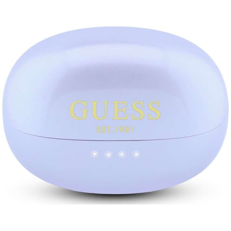 SPOTT-GR GUESS Metalic Finish Electropated Parts Classic Logo Earbuds - Ασύρματα In-Ear Ακουστικά Bluetooth σε Μωβ Χρώμα