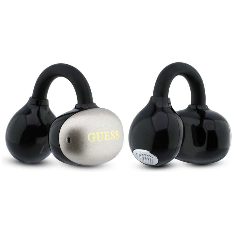 SPOTT-GR GUESS Metalic Finish Electropated Parts Classic Logo Earbuds - Ασύρματα In-Ear Ακουστικά Bluetooth σε Μαύρο Χρώμα