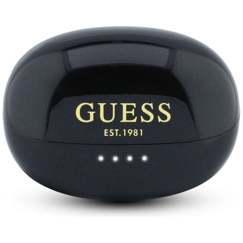 SPOTT-GR GUESS Metalic Finish Electropated Parts Classic Logo Earbuds - Ασύρματα In-Ear Ακουστικά Bluetooth σε Μαύρο Χρώμα