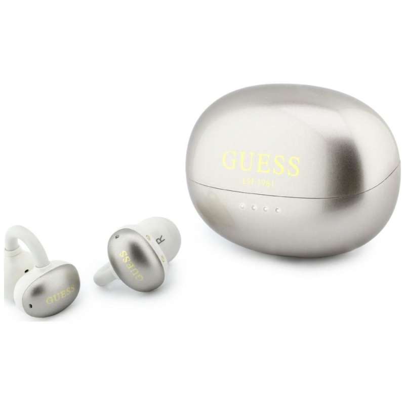 SPOTT-GR GUESS Metalic Finish Electropated Parts Classic Logo Earbuds - Ασύρματα In-Ear Ακουστικά Bluetooth σε Χρυσό Χρώμα