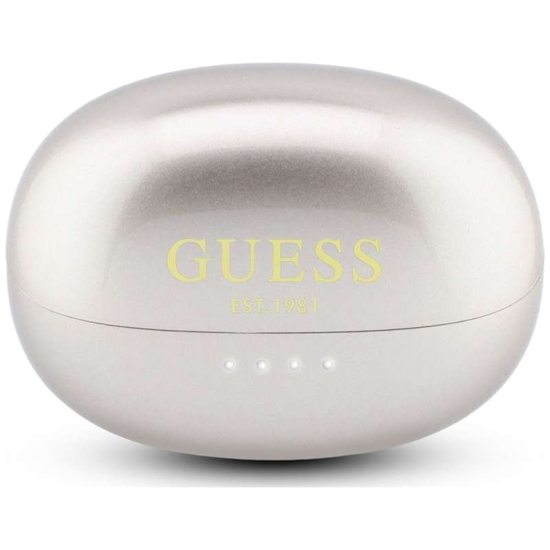 SPOTT-GR GUESS Metalic Finish Electropated Parts Classic Logo Earbuds - Ασύρματα In-Ear Ακουστικά Bluetooth σε Χρυσό Χρώμα