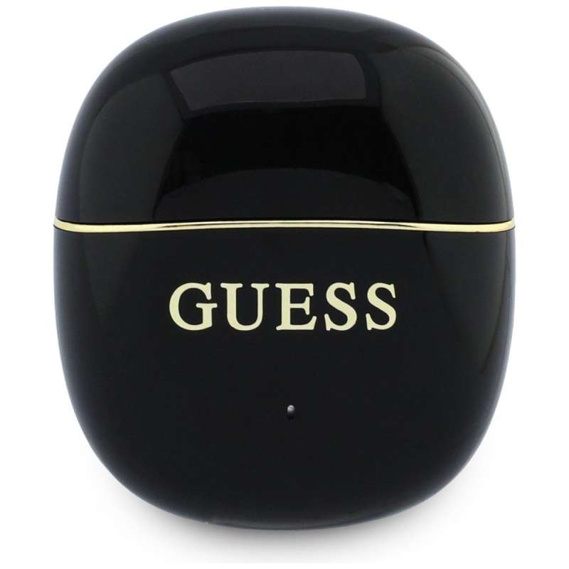 SPOTT-GR GUESS Glossy Gold Line Classic Earbuds - Ασύρματα In-Ear Ακουστικά Bluetooth σε Μαύρο Χρώμα