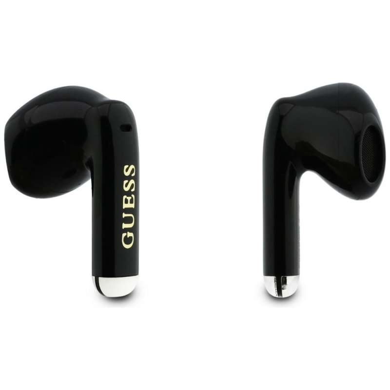 SPOTT-GR GUESS Glossy Gold Line Classic Earbuds - Ασύρματα In-Ear Ακουστικά Bluetooth σε Μαύρο Χρώμα