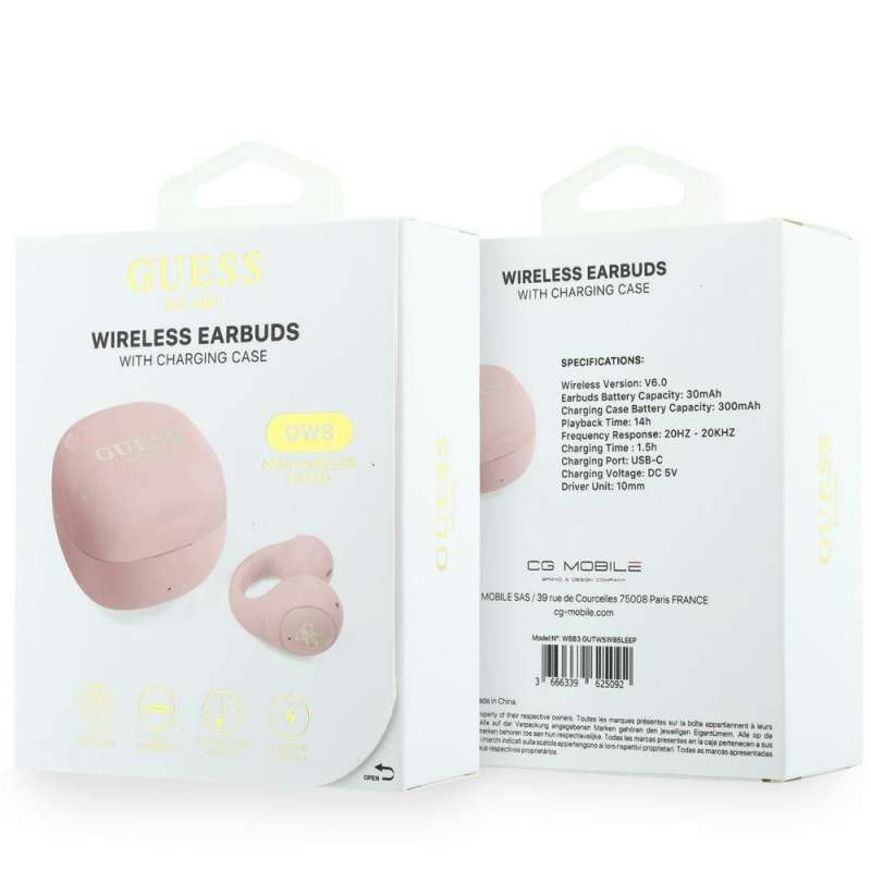 SPOTT-GR GUESS Mini Classic Earbuds - Ασύρματα In-Ear Ακουστικά Bluetooth σε Ροζ Χρώμα