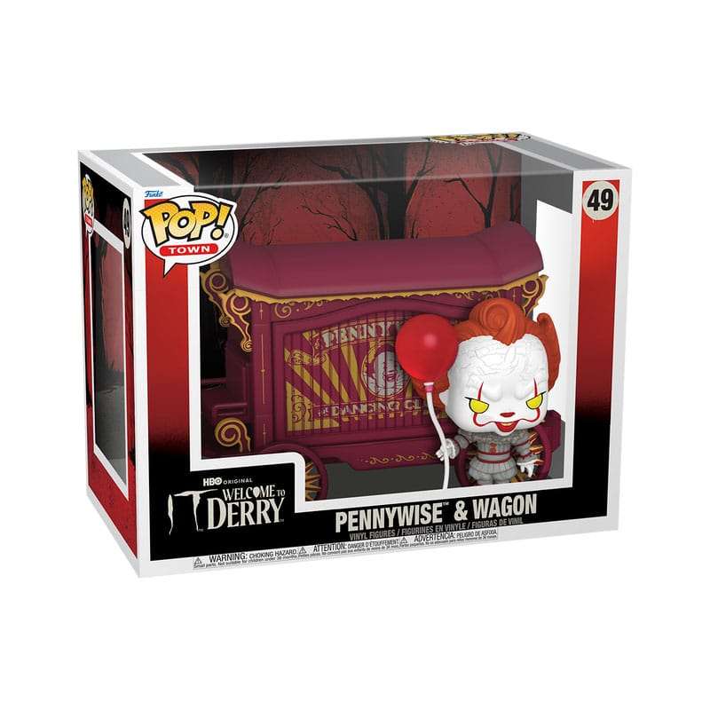 SPOTT-GR It-Welcome to Derry POP! Town - Φιγούρα Βινυλίου Pennywise & Wagon Μεγέθους 9cm