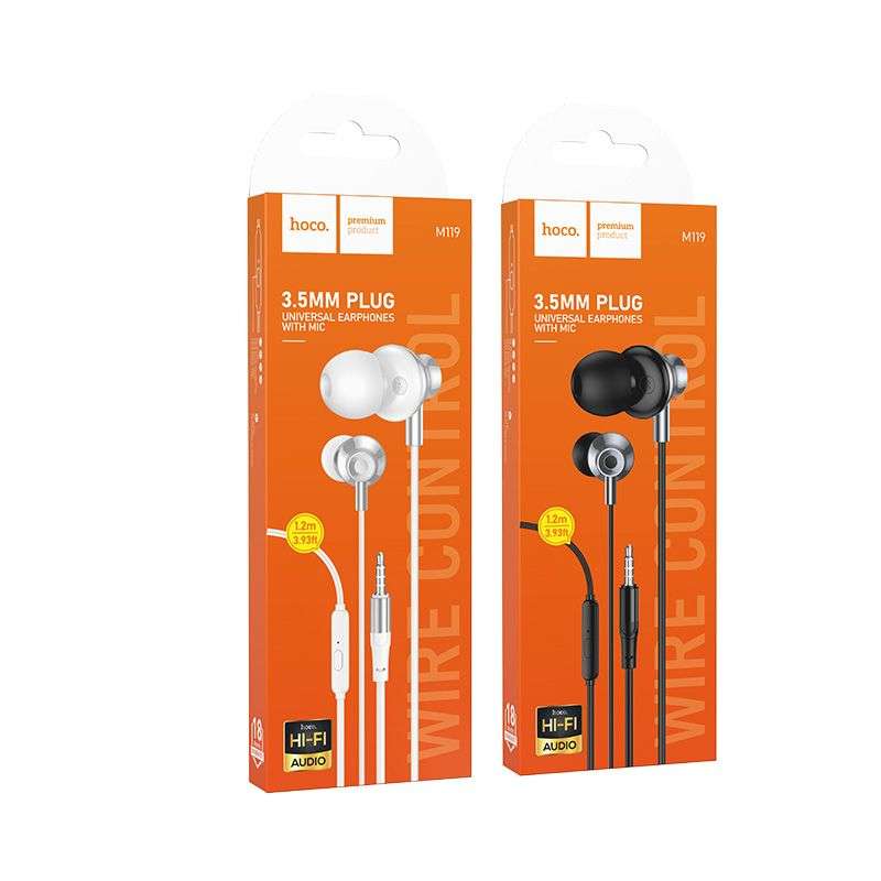 SPOTT-GR Hoco M119 - Ενσύρματα In-Ear Ακουστικά με Μικρόφωνο και Υποδοχή Jack 3.5mm σε Άσπρο / Ασημί Χρώμα