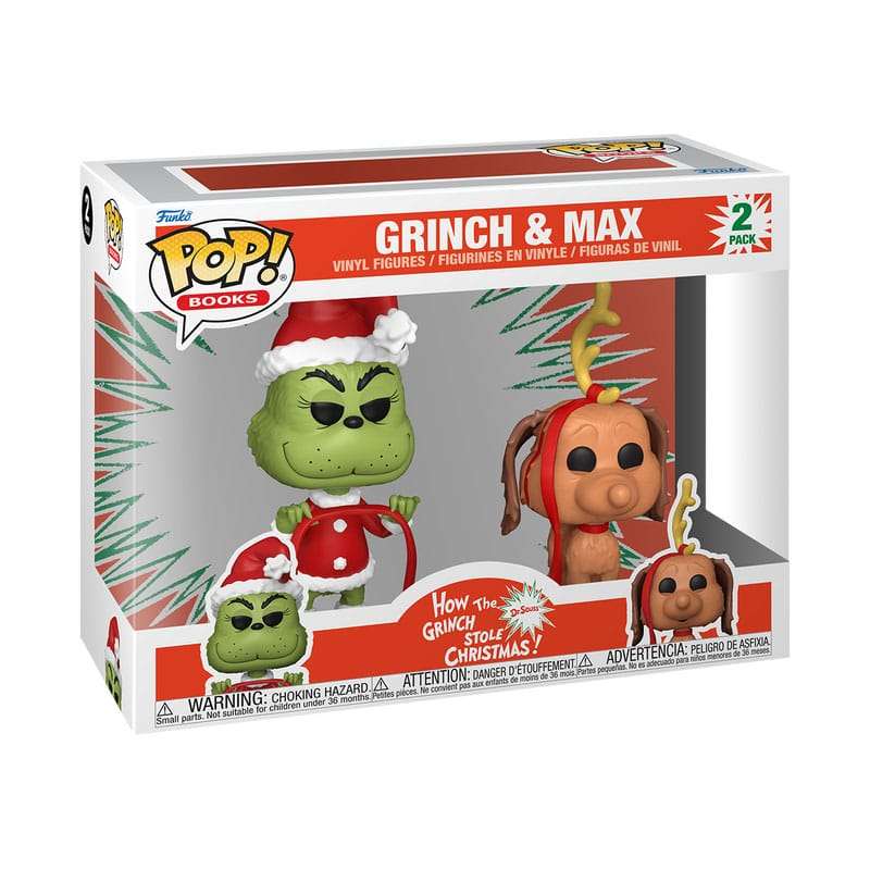 SPOTT-GR The Grinch(Anniversary) POP! Books - Φιγούρες Βινυλίου Grinch w/ Max Μεγέθους 9cm (2-Pack)
