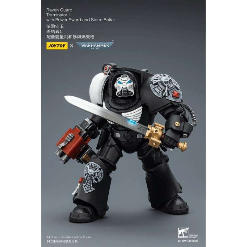 SPOTT-GR Warhammer 40,000 - Φιγούρα Δράσης Raven Guard Terminator 1 with Power Sword and Storm Bolter Μεγέθους 14cm