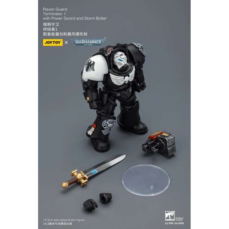 SPOTT-GR Warhammer 40,000 - Φιγούρα Δράσης Raven Guard Terminator 1 with Power Sword and Storm Bolter Μεγέθους 14cm