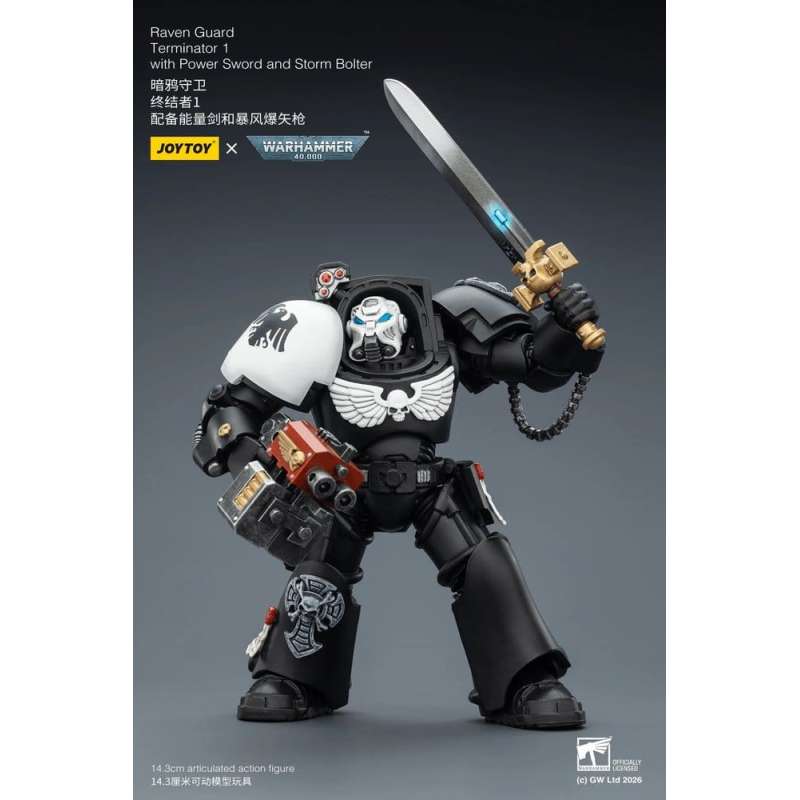 SPOTT-GR Warhammer 40,000 - Φιγούρα Δράσης Raven Guard Terminator 1 with Power Sword and Storm Bolter Μεγέθους 14cm