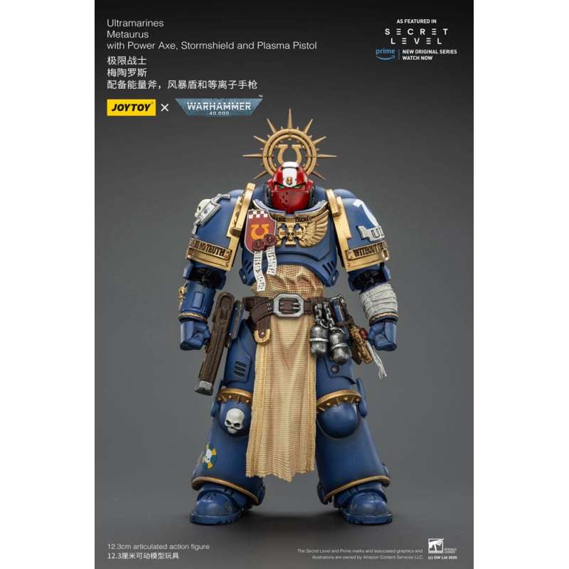 SPOTT-GR Warhammer 40,000 - Φιγούρα Δράσης Ultramarines Metaurus With Power Axe, Stormshield and Plasma Pistol Μεγέθους 13cm