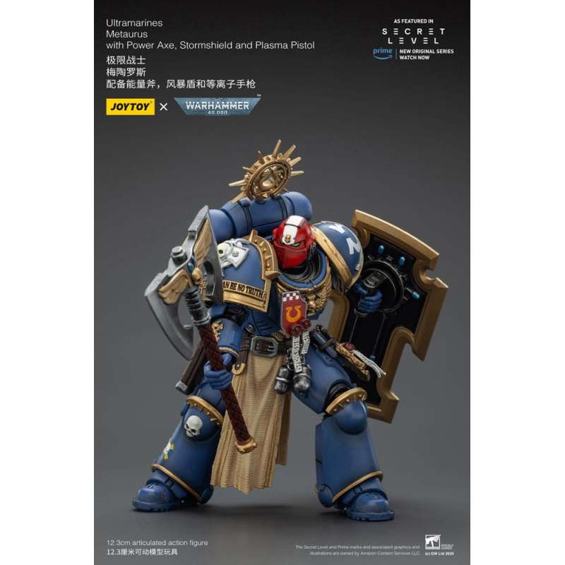 SPOTT-GR Warhammer 40,000 - Φιγούρα Δράσης Ultramarines Metaurus With Power Axe, Stormshield and Plasma Pistol Μεγέθους 13cm
