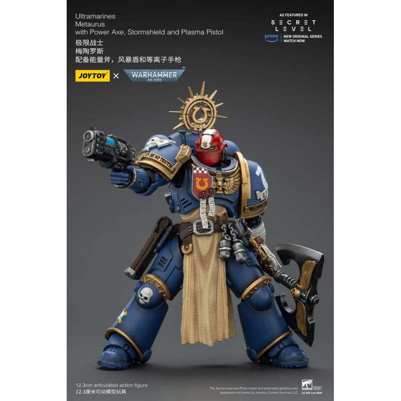 SPOTT-GR Warhammer 40,000 - Φιγούρα Δράσης Ultramarines Metaurus With Power Axe, Stormshield and Plasma Pistol Μεγέθους 13cm