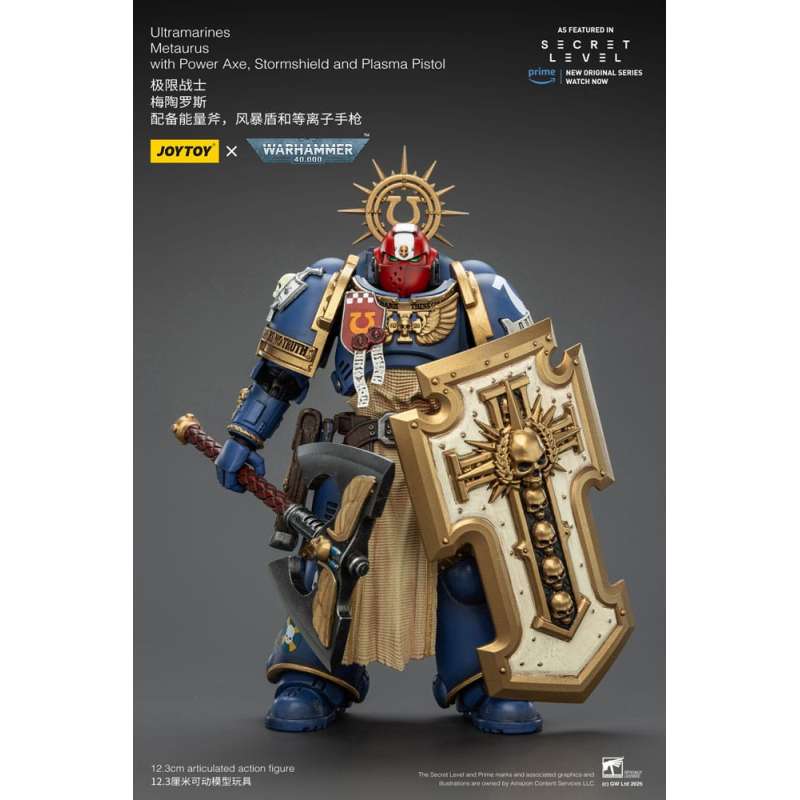 SPOTT-GR Warhammer 40,000 - Φιγούρα Δράσης Ultramarines Metaurus With Power Axe, Stormshield and Plasma Pistol Μεγέθους 13cm