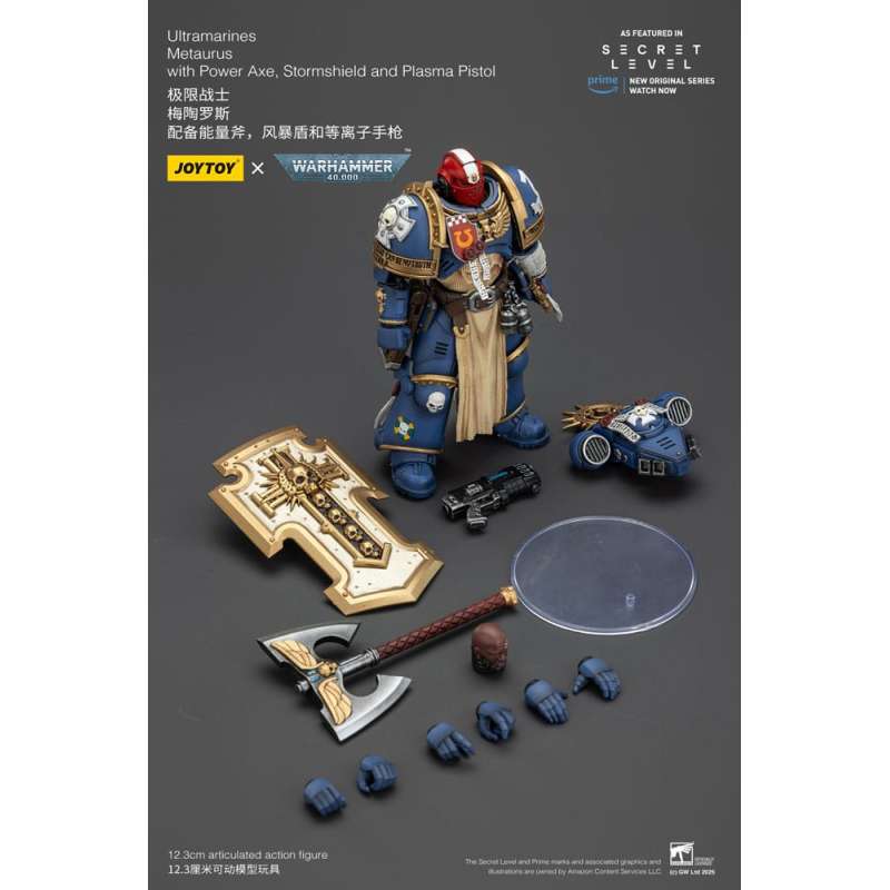 SPOTT-GR Warhammer 40,000 - Φιγούρα Δράσης Ultramarines Metaurus With Power Axe, Stormshield and Plasma Pistol Μεγέθους 13cm