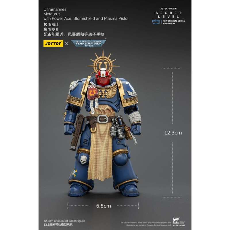 SPOTT-GR Warhammer 40,000 - Φιγούρα Δράσης Ultramarines Metaurus With Power Axe, Stormshield and Plasma Pistol Μεγέθους 13cm