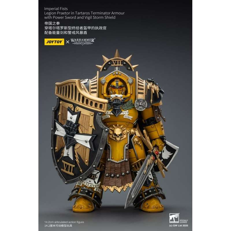 SPOTT-GR Warhammer Imperial Fists - Φιγούρα Δράσης Legion Praetor in Tartaros Terminator Armourwith Power Sword and Vigil Storm Shield Μεγέθους 14cm