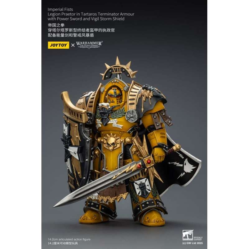 SPOTT-GR Warhammer Imperial Fists - Φιγούρα Δράσης Legion Praetor in Tartaros Terminator Armourwith Power Sword and Vigil Storm Shield Μεγέθους 14cm