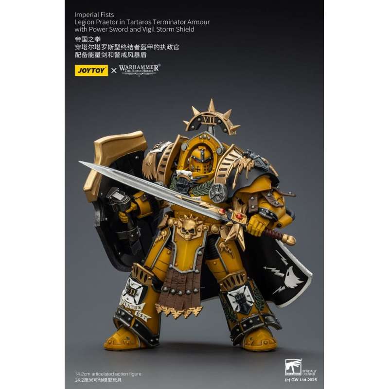 SPOTT-GR Warhammer Imperial Fists - Φιγούρα Δράσης Legion Praetor in Tartaros Terminator Armourwith Power Sword and Vigil Storm Shield Μεγέθους 14cm