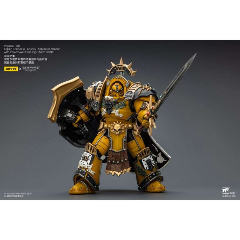 SPOTT-GR Warhammer Imperial Fists - Φιγούρα Δράσης Legion Praetor in Tartaros Terminator Armourwith Power Sword and Vigil Storm Shield Μεγέθους 14cm