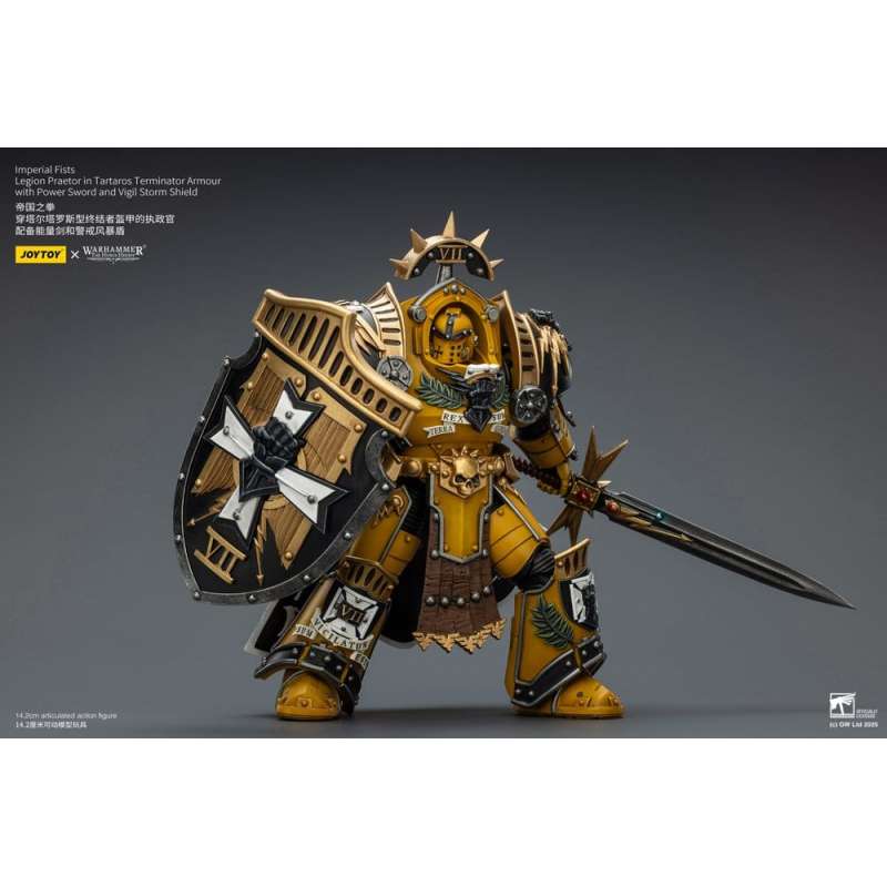 SPOTT-GR Warhammer Imperial Fists - Φιγούρα Δράσης Legion Praetor in Tartaros Terminator Armourwith Power Sword and Vigil Storm Shield Μεγέθους 14cm