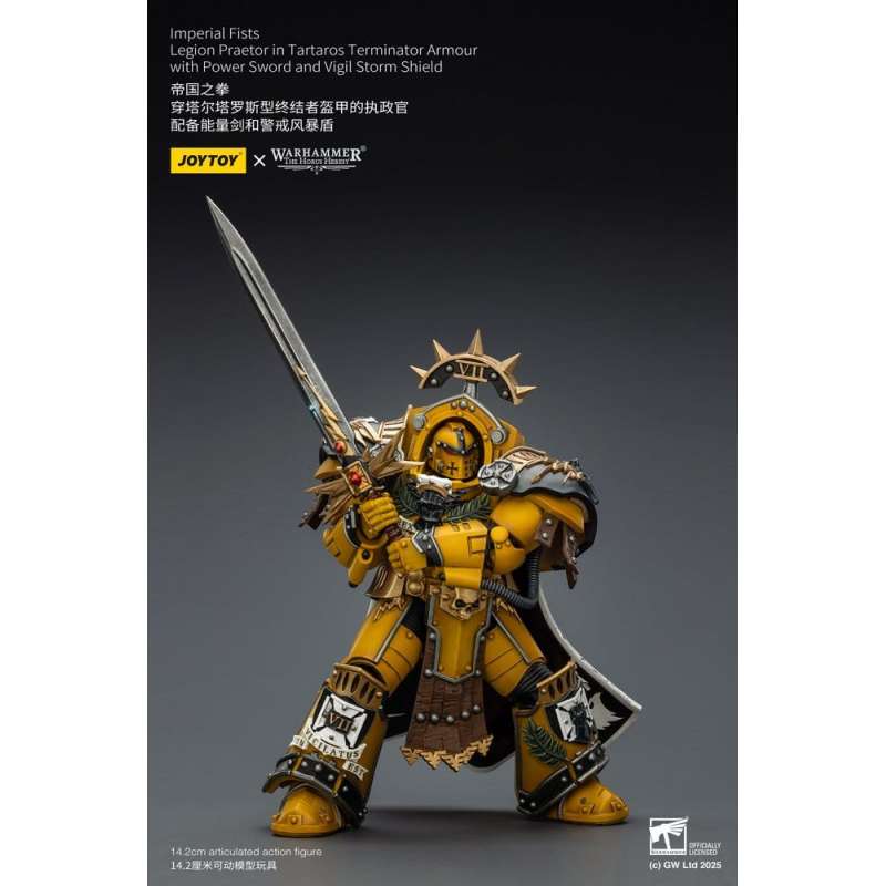 SPOTT-GR Warhammer Imperial Fists - Φιγούρα Δράσης Legion Praetor in Tartaros Terminator Armourwith Power Sword and Vigil Storm Shield Μεγέθους 14cm