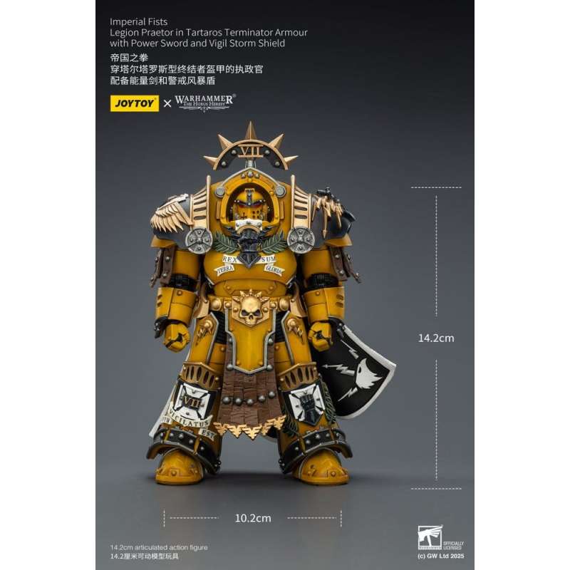 SPOTT-GR Warhammer Imperial Fists - Φιγούρα Δράσης Legion Praetor in Tartaros Terminator Armourwith Power Sword and Vigil Storm Shield Μεγέθους 14cm