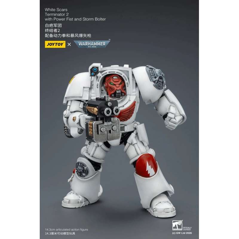 SPOTT-GR Warhammer 40,000 - Φιγούρα Δράσης White Scars Terminator 2 With Power Fist and Storm Bolter Μεγέθους 14cm
