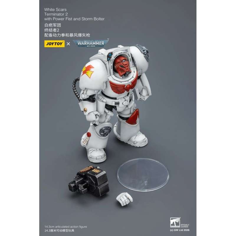 SPOTT-GR Warhammer 40,000 - Φιγούρα Δράσης White Scars Terminator 2 With Power Fist and Storm Bolter Μεγέθους 14cm