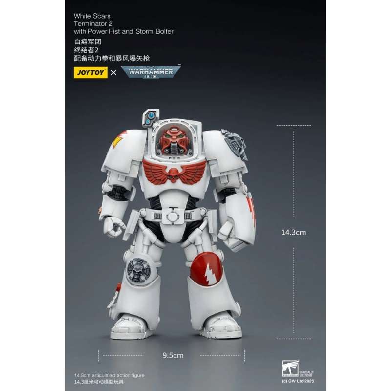 SPOTT-GR Warhammer 40,000 - Φιγούρα Δράσης White Scars Terminator 2 With Power Fist and Storm Bolter Μεγέθους 14cm