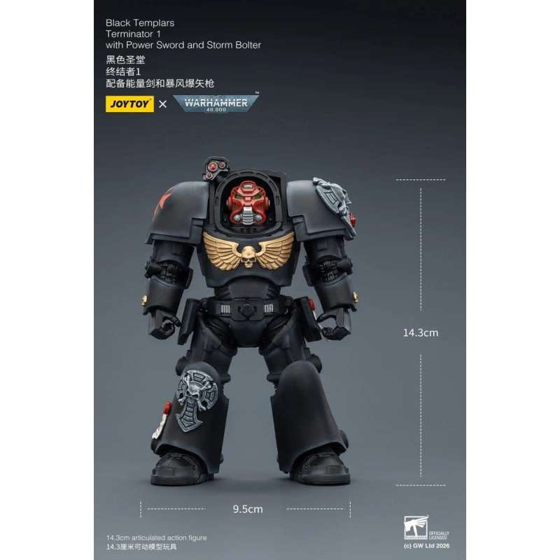SPOTT-GR Warhammer 40,000 - Φιγούρα Δράσης Black Templars Terminator 1 With Power Sword and Storm Bolter Μεγέθους 14cm