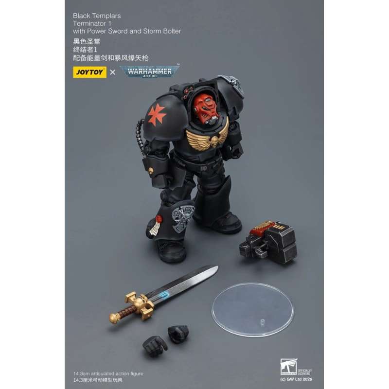SPOTT-GR Warhammer 40,000 - Φιγούρα Δράσης Black Templars Terminator 1 With Power Sword and Storm Bolter Μεγέθους 14cm