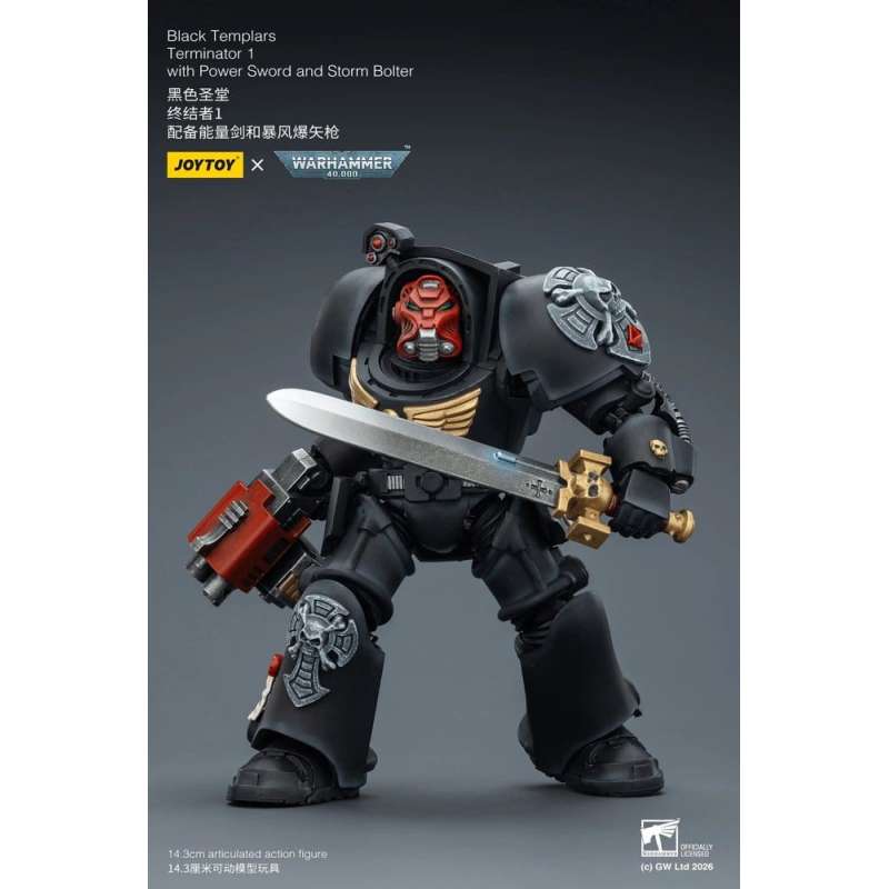 SPOTT-GR Warhammer 40,000 - Φιγούρα Δράσης Black Templars Terminator 1 With Power Sword and Storm Bolter Μεγέθους 14cm