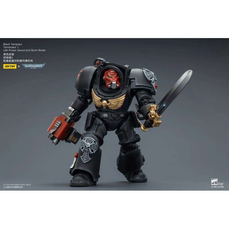 SPOTT-GR Warhammer 40,000 - Φιγούρα Δράσης Black Templars Terminator 1 With Power Sword and Storm Bolter Μεγέθους 14cm